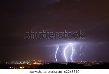 Lightnings over a small town
