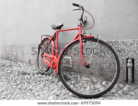 Old red bike selective colored