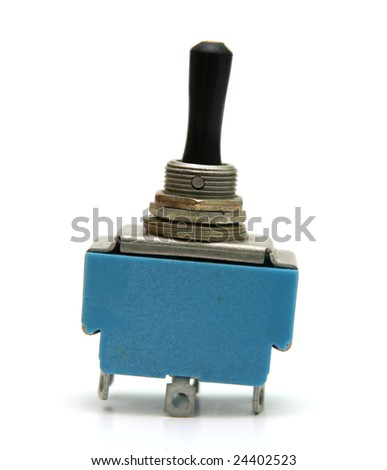 Vintage electrical switch isolated on white.