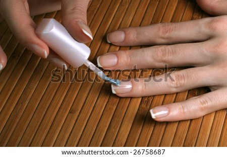 pink nail polishes. stock photo : Light pink nail