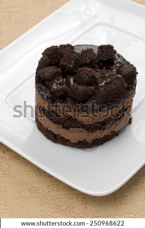 Chocolate Mocha Cake on White Plate