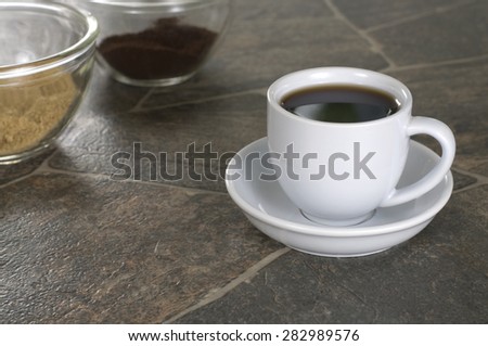 White Coffee Cup on Granite Counter