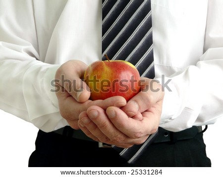Man holding apple in hands
