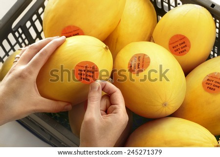BUY ONE GET ONE FREE - Melons being labeled as Buy one get one free