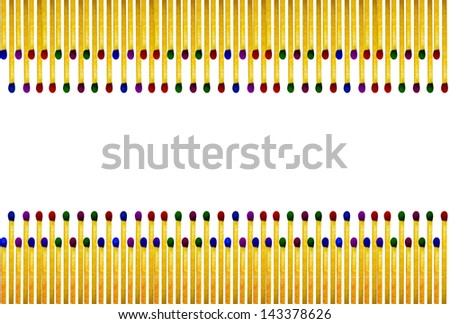 set of matches with colored head on white background