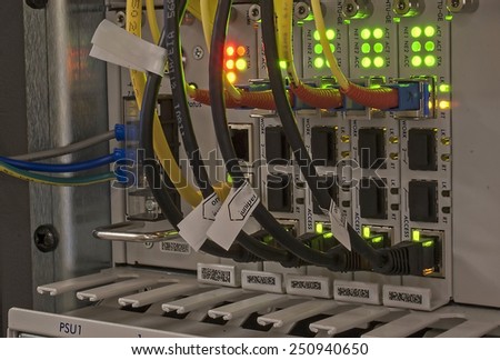 Data equipment, connections and circuit boards in an industrial building