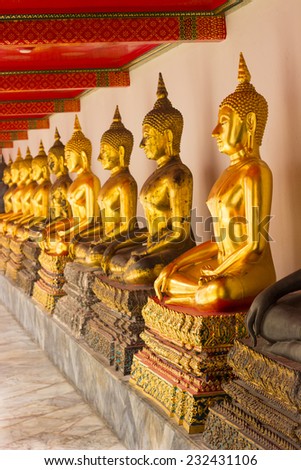 Buddha Wat Pho are to decorate in church which are ancient remains important of Thailand.