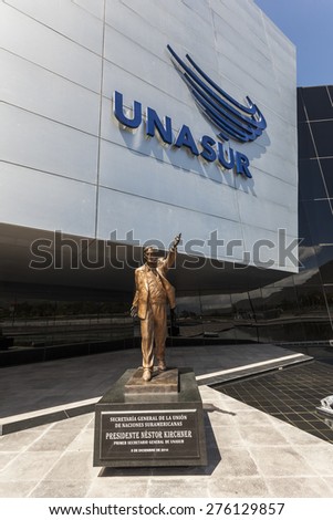 POMASQUI, ECUADOR - APRIL 15:  Building UNASUR, Union of South American Nations. It is the most modern buildings in the region, located close to half the world. April 15, 2015 in Pomasqui, Ecuador