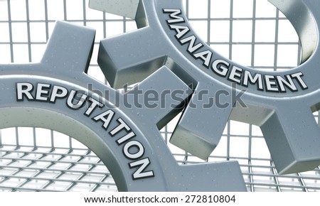 Reputation Management Concept on the Mechanism of Metal Cogwheels.