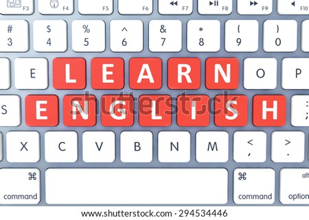 Hot key for Learn English on Modern Computer Keyboard. Top view