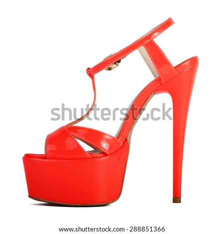 Red high heel women shoe isolated on white background