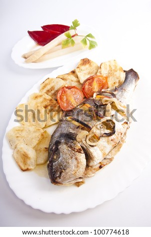 tray of baked fish