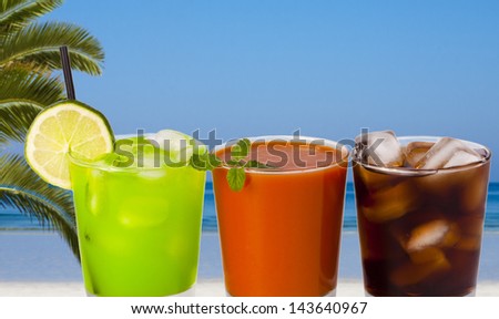 summer glasses with drinks