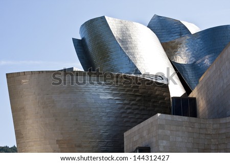 Bilbao, Spain - September 12: Exterior Of The Guggenheim Museum On September 22, 2012 In Bilbao, Spain. The Guggenheim Is A Museum Of Modern And Contemporary Art Designed By Architect Frank Gehry