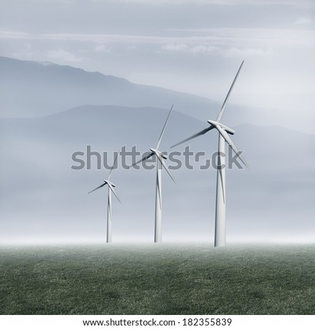windmills of renewable electricity generation in the landscape