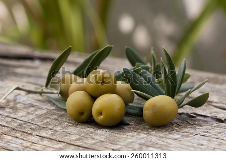 olives with olive leaves
