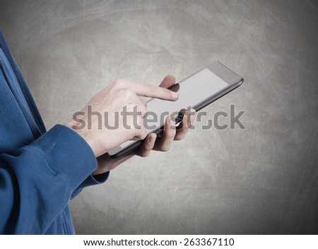hands with mobile tablet