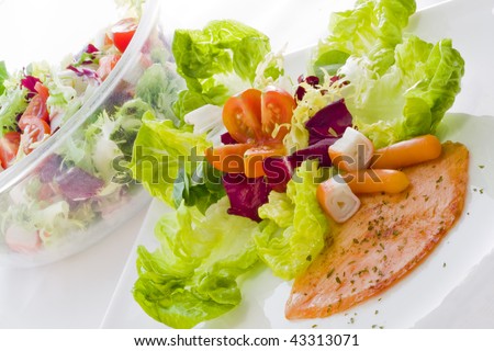 salmon and vegetables, healthy modern food