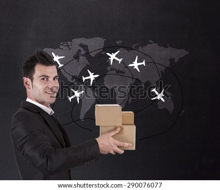 man with packets to send