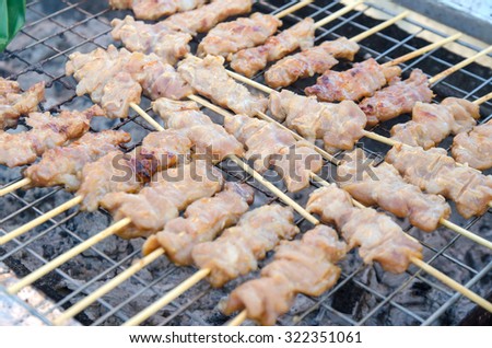 food grilled pork on stove