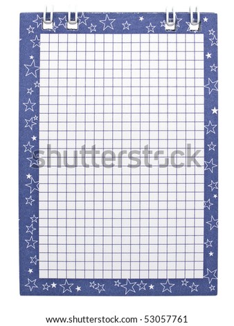 Notebook on a white background. The image contains a contour for cropping.