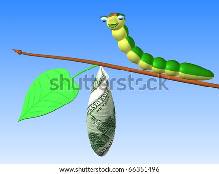 stock photo : The three-dimensional cartoon image of a caterpillar sitting 