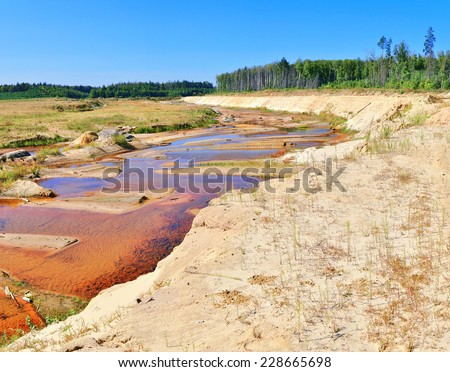 Sand pit near Voskresensk, Russia. Mining and quarrying of sand.