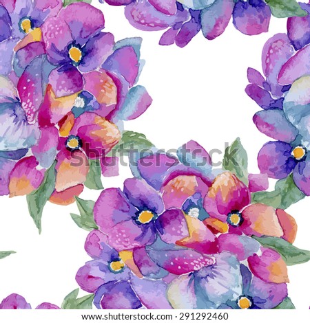 seamless pattern consisting of hydrangea flowers on a white background