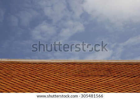 Tile roofs of the old church temple. In Thailand.