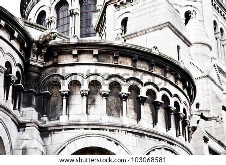 Detail of the Basilica of the Sacred Heart of Paris, commonly known as SacrÃ?Â©-CÃ?Â?ur Basilica, dedicated to the Sacred Heart of Jesus, in Paris, France