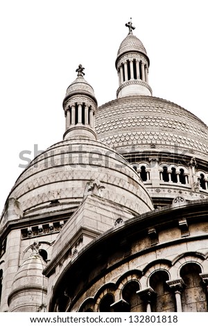 Detail of the Basilica of the Sacred Heart of Paris, commonly known as SacrÃ?Â?Ã?Â©-CÃ?Â??ur Basilica, dedicated to the Sacred Heart of Jesus, in Paris, France