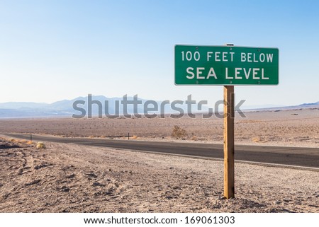 Death Valley, USA. Road sight in the middle of the desert