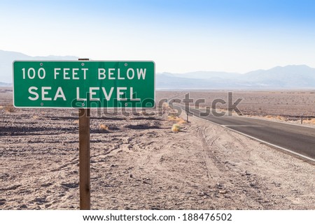 Death Valley, USA. Road sight in the middle of the desert