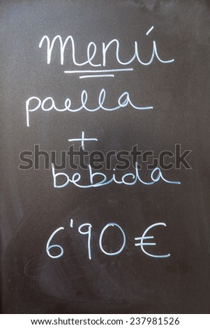 Walking in Barcelona - Spain - you can find this common menu purpose showed outside bars and restaurants.