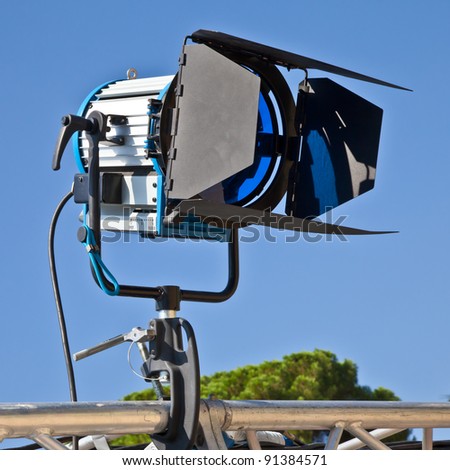 Reflector in an outdoor theater with blue sky background