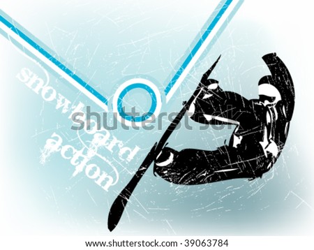 grunge blue retro snowboard vector 