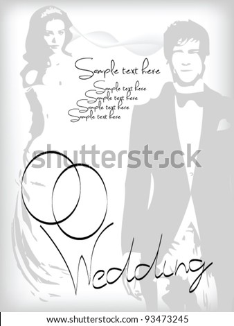 stock vector wedding invitation vector with bride and groom add space for 