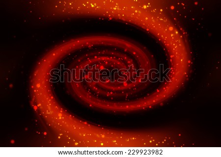 Spiral fractal red galaxies on abstract background