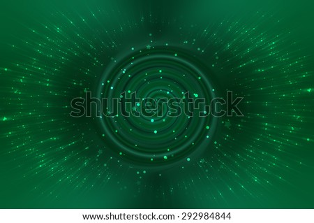 Abstract  green background spirals and galaxy