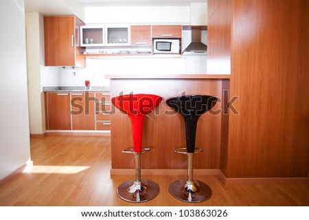 Kitchen Design Apartment On Kitchen Interior With Bar Chairs In The