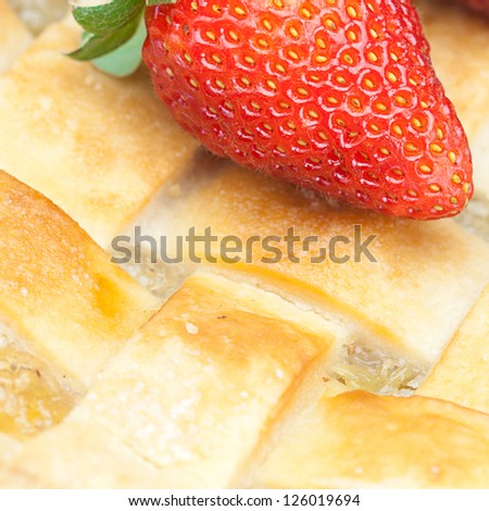 background of apple pie and strawberries