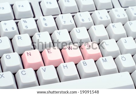 News headline written in keys with isolated color