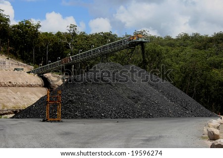 Coal stockpile and conveyor belt