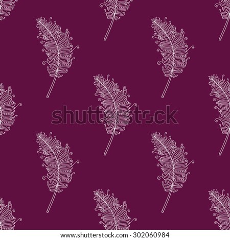 Seamless pattern with white feathers. Background for textile, card or wrapping paper.