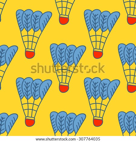 Seamless pattern with hand drawn shuttlecocks. Background for textile, poster, card or wrapping paper.