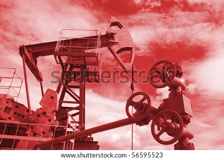 Oil industry in work. Red filter