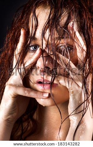 Looking through wet hair