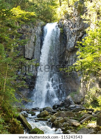Famous Benevskoy Waterfall on Elomovsky Spring in the Russia, Far East, Primorsky kray