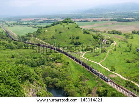 The Freight Train With Coal Moves Along The Trans-Siberian Railway (Primorsky Region, Russia)