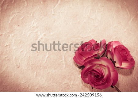 Sweet roses on mulberry paper in vintage style